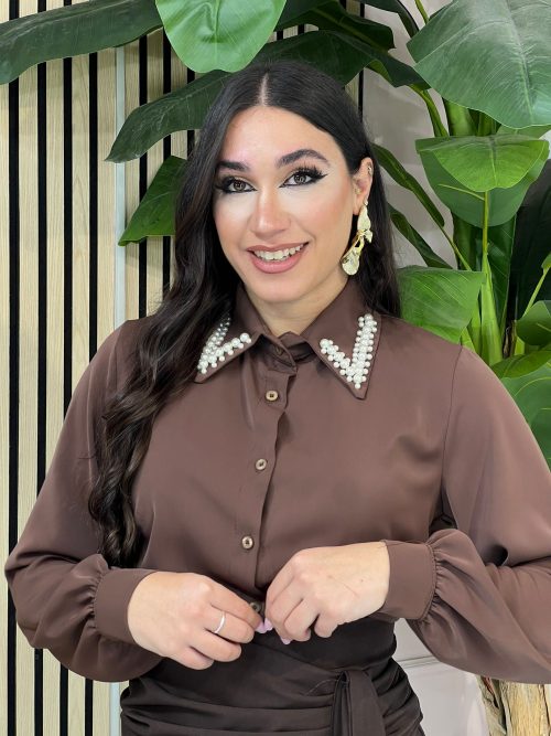 Camicia colletto perle