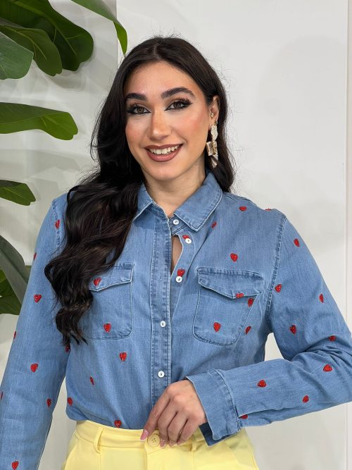 Camicia jeans cuoricini