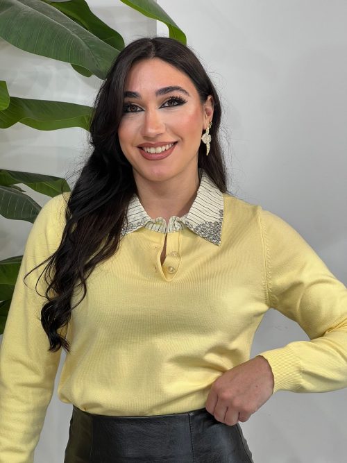 Polo colletto strass