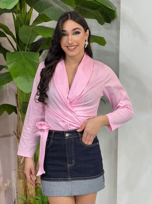 Minigonna denim risvolto